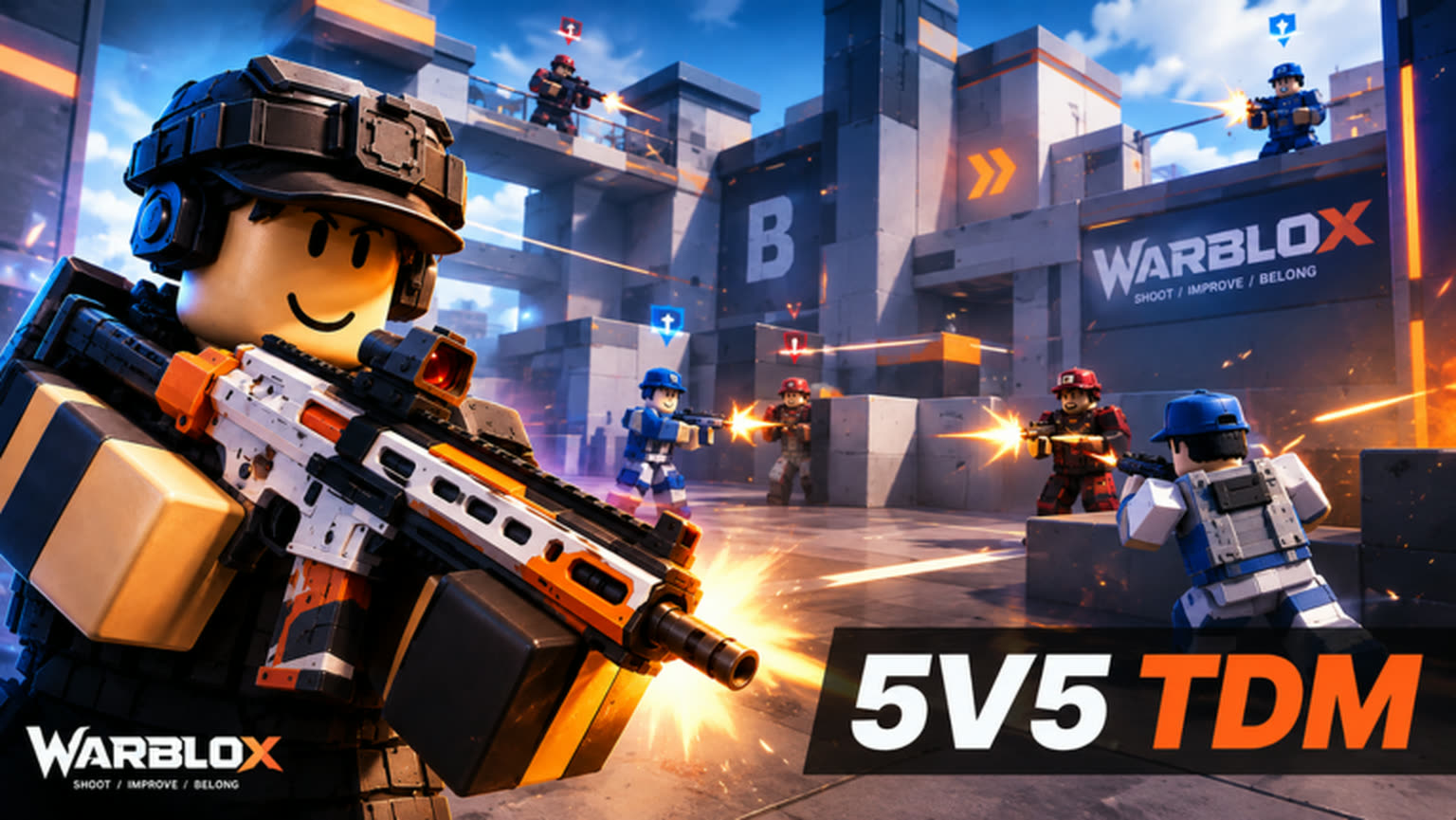 WarBlox 5v5 Team Deathmatch firefight